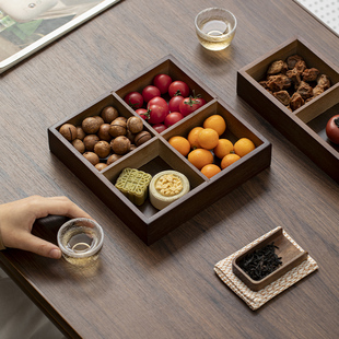 围炉煮茶点心盘煮茶围炉九宫格果盘零食干果盘木质盘分格九宫格托