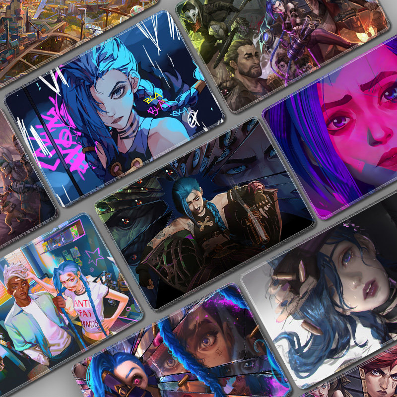 超大号双城之战金克丝鼠标垫电竞游戏动漫英雄联盟电脑键盘书桌垫