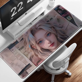 动漫报纸美女鼠标垫子超大号笔记本电脑键盘桌垫定制电竞防滑鼠垫