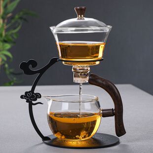 家用冲茶器 半自动祥云磁吸茶具套装 功夫茶具耐热玻璃宫灯茶壶