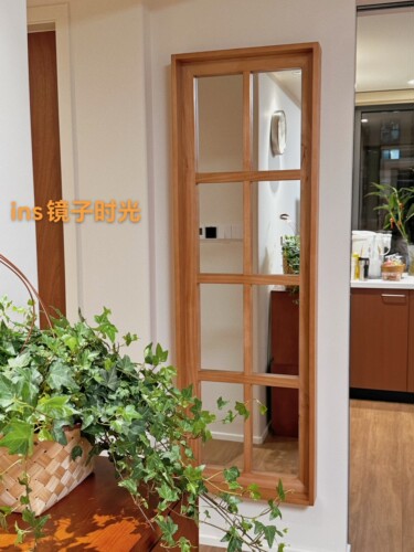 中古风假窗格子镜餐厅装饰镜客厅背景墙装饰挂镜家用墙面装饰镜子