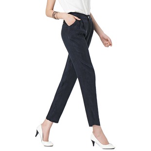 戈洛瑞丝重磅铜氨丝女裤2022夏薄款高腰哈伦裤宽松垂感九分小脚裤