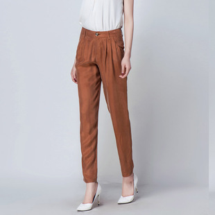 戈洛瑞丝女裤夏薄款铜氨丝哈伦裤女宽松垂感休闲裤高腰显瘦九分裤