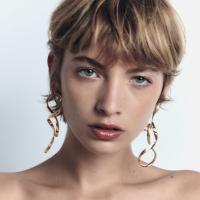 欧美大牌小众扭曲几何金属耳环