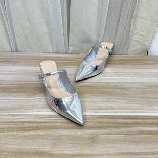 外贸原单尖头浅口扁跟半拖单鞋简约时尚新款气质包头一字拖凉鞋