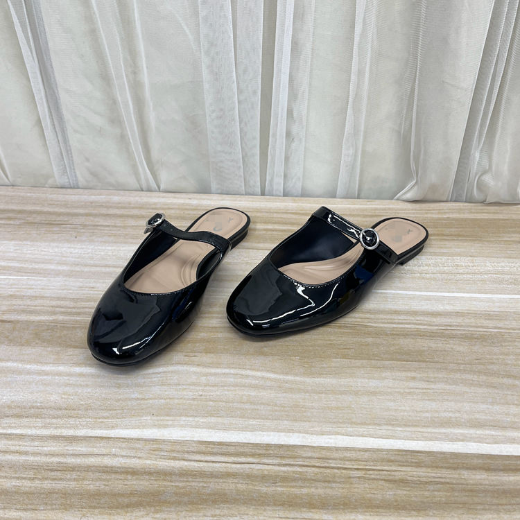 外贸原单夏季法式懒人单鞋时尚简约圆头可外穿平底百搭包头半拖