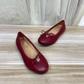 Lady 圆头浅口蝴蝶结平底一脚蹬单鞋 Shoes外贸原单女鞋 真皮新款