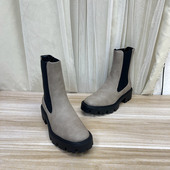 纯色粗跟厚底套筒时装 Lady Shoes外贸原单女靴圆头时尚 短靴烟筒靴