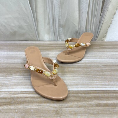 圆头时尚夹趾细跟时装凉鞋人字拖