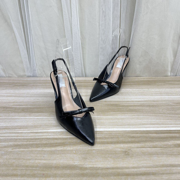 外贸原单尖头细跟浅口蝴蝶结单鞋简约时尚气质女款高跟包头凉鞋