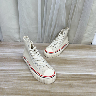 新款时尚圆头厚底高帮系带帆布鞋