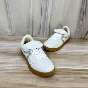 外贸原单女鞋新款时尚圆头休闲百搭平底系带单鞋大舌头运动平板鞋