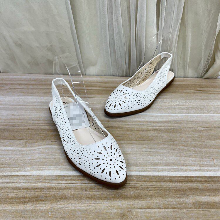 Lady Shoes外贸原单女鞋新款时尚尖头纯色镂空百搭平底单鞋凉鞋