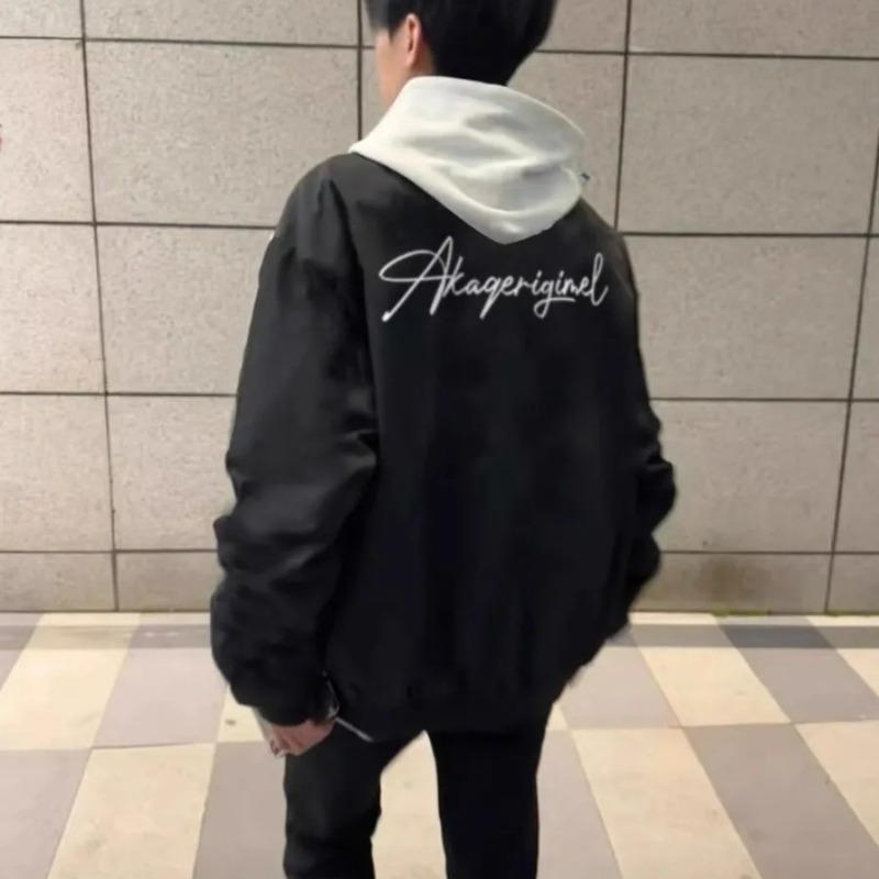 美式复古黑色飞行员夹克男春秋新款高街hiphop潮牌棒球服情侣外套