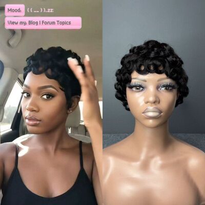 MechanismChioma human hair pixie cut wig短卷假发黑人自然短发