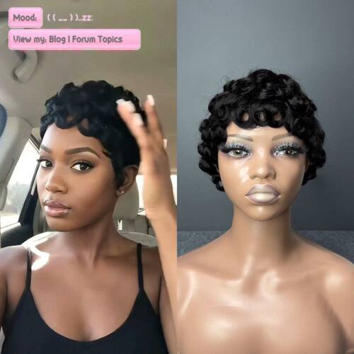 MechanismChioma human hair pixie cut wig短卷假发黑人自然短发