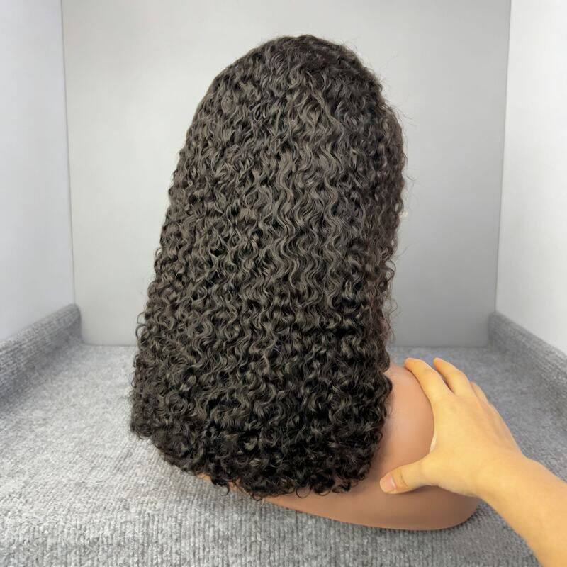100%真人发全头套前蕾丝13x4Jerry Curly小卷波波头bob头卷假发套