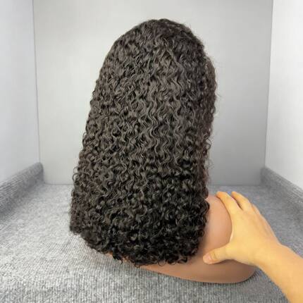 100%真人发全头套前蕾丝13x4Jerry Curly小卷波波头bob头卷假发套