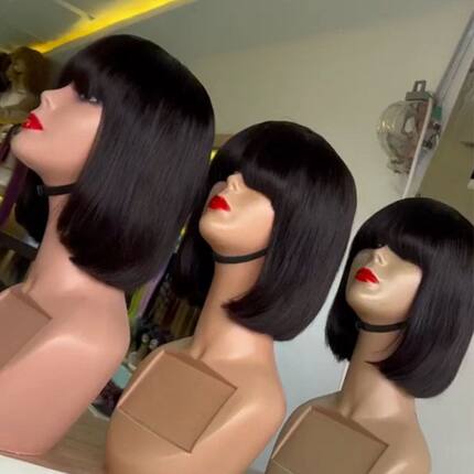 Human hairFringe Bob wig刘海假发外贸全机制波波头真发假发头套