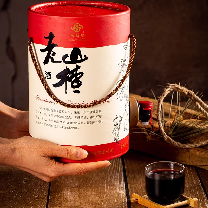 斯葡瑞山楂酒果酒家庭聚餐酒红酒桶装3L实惠6斤装睡眠酒微醺