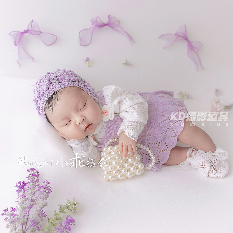 新生儿摄影紫色主题道具原版正品