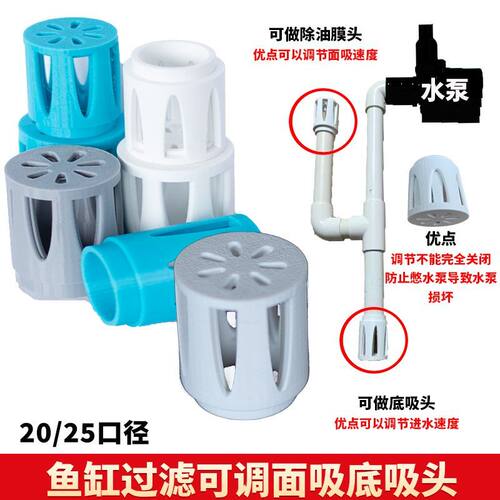 鱼缸可调节进水口除油膜面吸底吸周转箱配件防堵花篮PVC管配件