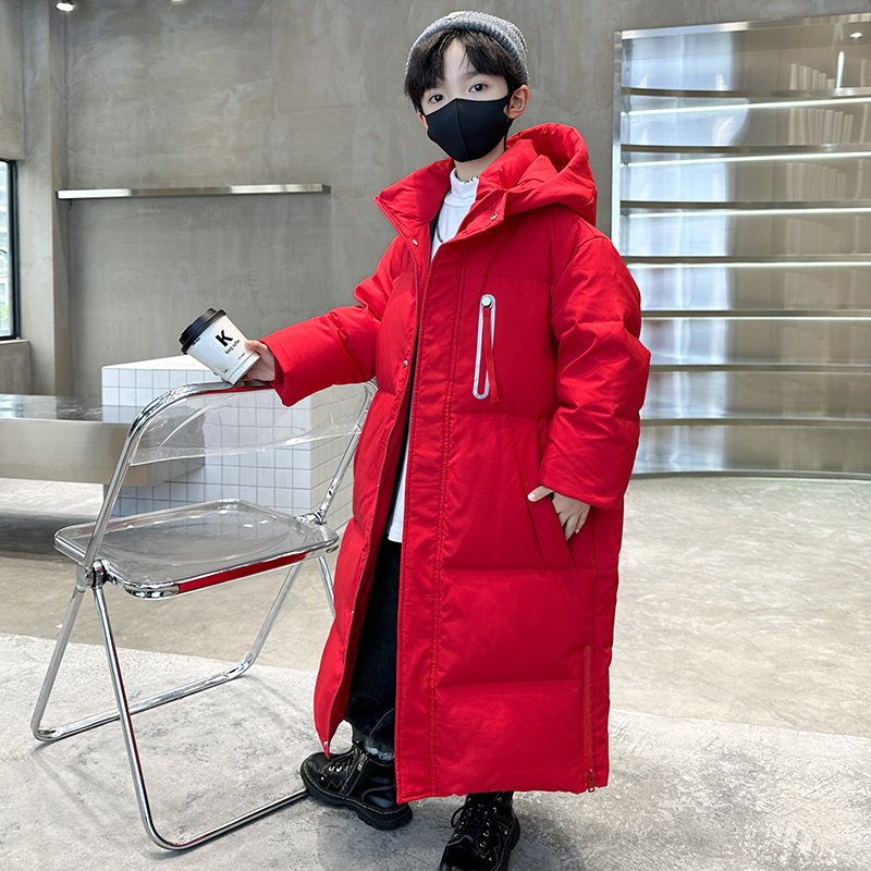 卡丁巴拉儿童羽绒服男童中长款2025男中大童加厚保暖长款过膝外套