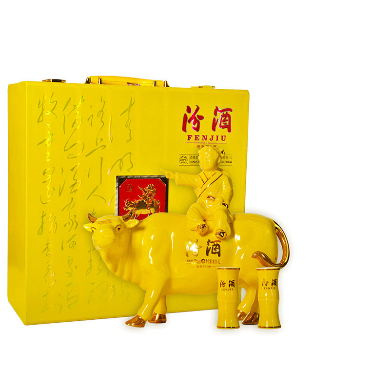 【新品】汾酒60度牧童骑牛造型酒1L高度清香型送礼白酒礼盒装