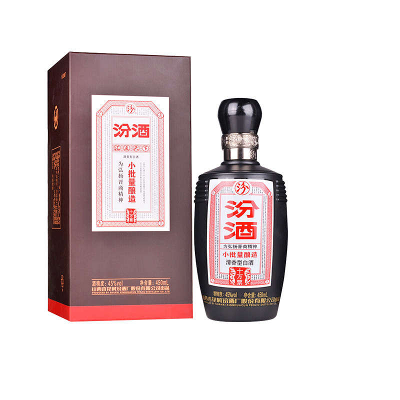 杏花村汾酒45度小批量酿造汾酒十万票450ml清香型白酒礼盒装