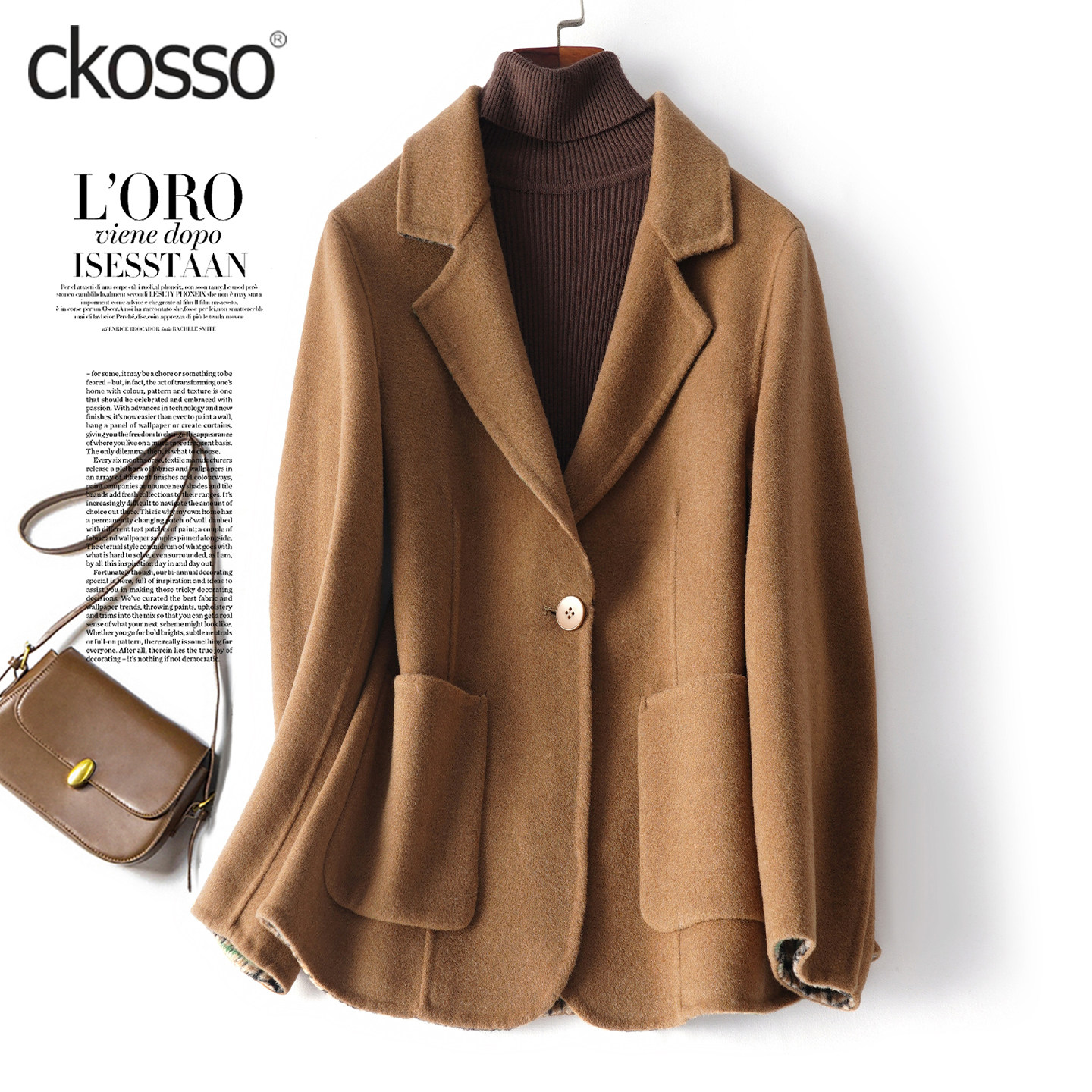 全羊毛呢西装外套女士短款西服式通勤气质2026春秋新款双面绒西服