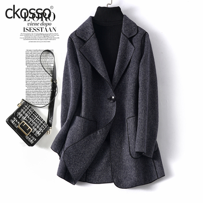 羊毛毛呢外套女常规款西装领气质