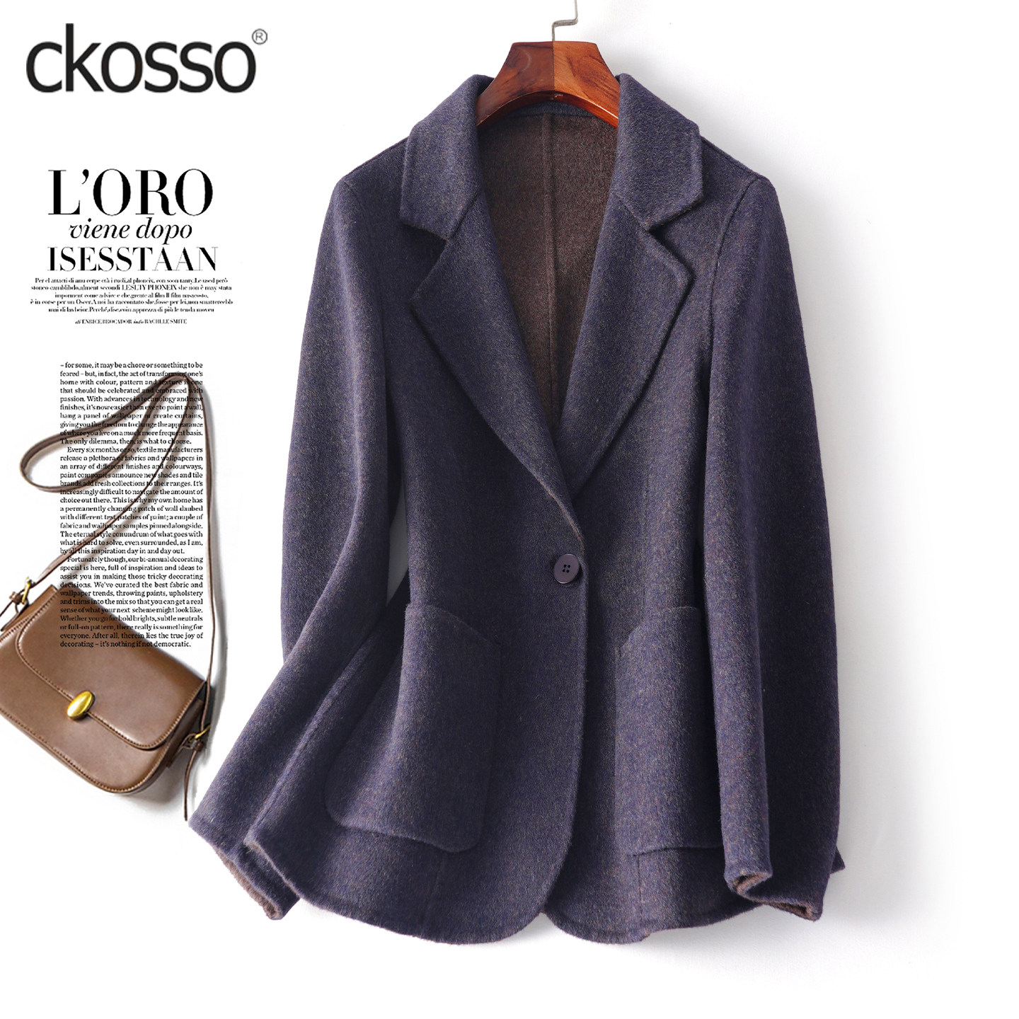 羊毛呢外套女短款西服领气质通勤大码小个子2026春新款双面绒大衣