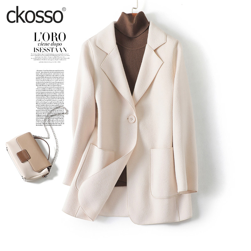 双面羊毛大衣女常规款修身显瘦气质西装女士2025秋冬新毛呢外套女