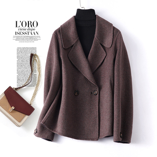 羊毛大衣女短款双排扣韩版双面呢子2025年新款轻奢毛呢外套小个子