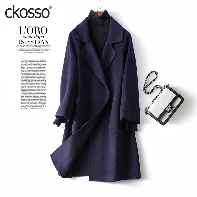 双面羊毛大衣女中长款翻领韩版宽松羊毛呢子秋冬新款轻奢毛呢外套,女装/女士精品,毛呢外套,淘宝优惠券,粉丝福利购,淘宝优惠卷