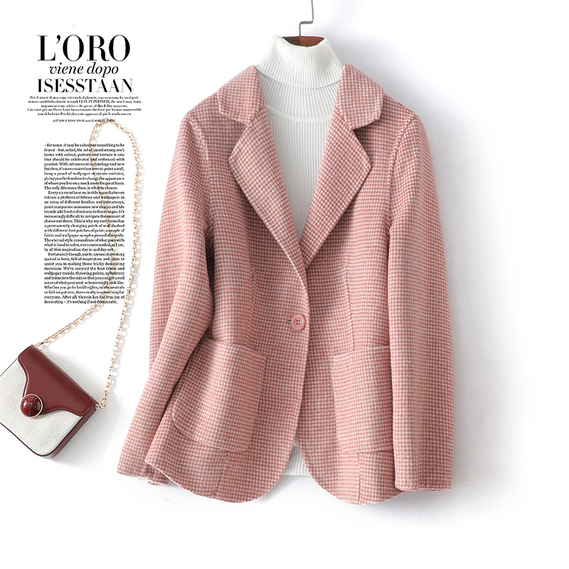 羊毛呢外套女短款西装领气质西服