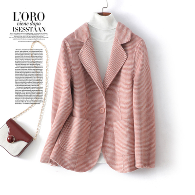 羊毛呢外套女短款西装领气质西服