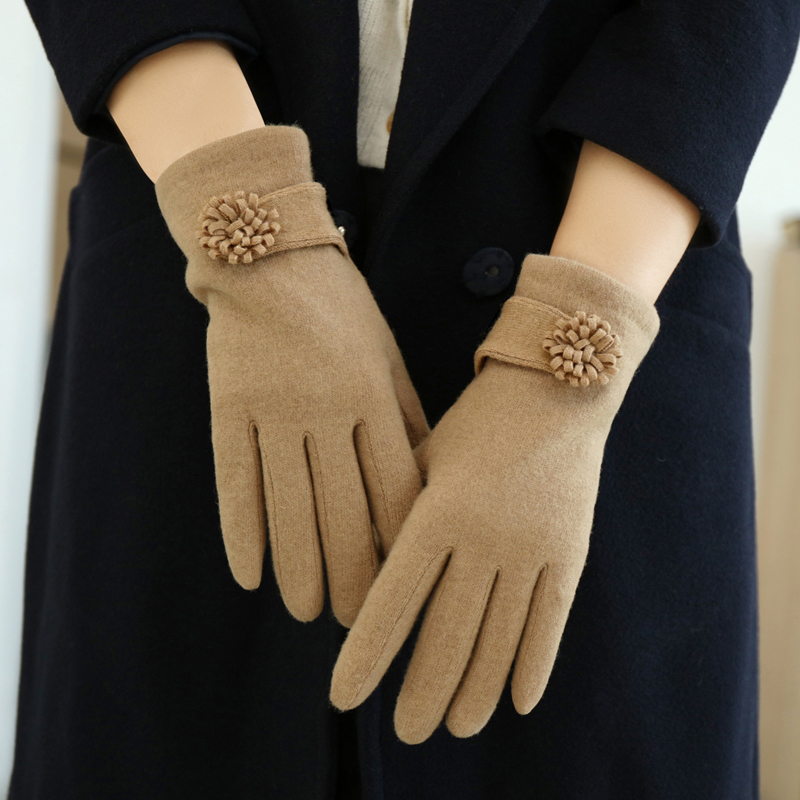 手套冬天女加绒加厚保暖防寒秋冬季骑行触屏可爱女士羊毛羊绒手套