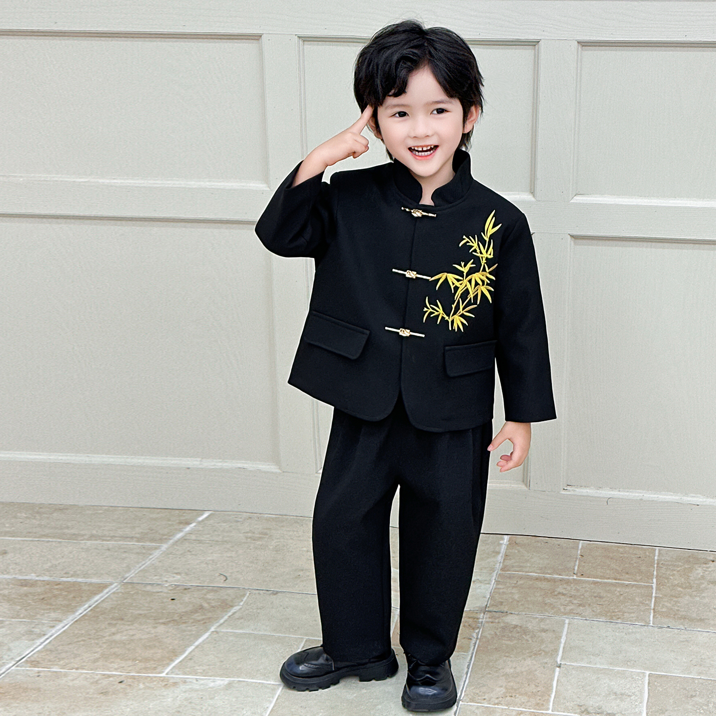 汉服男童新中式古风帅气秋冬款国风套装儿童唐装男孩主持人表演服