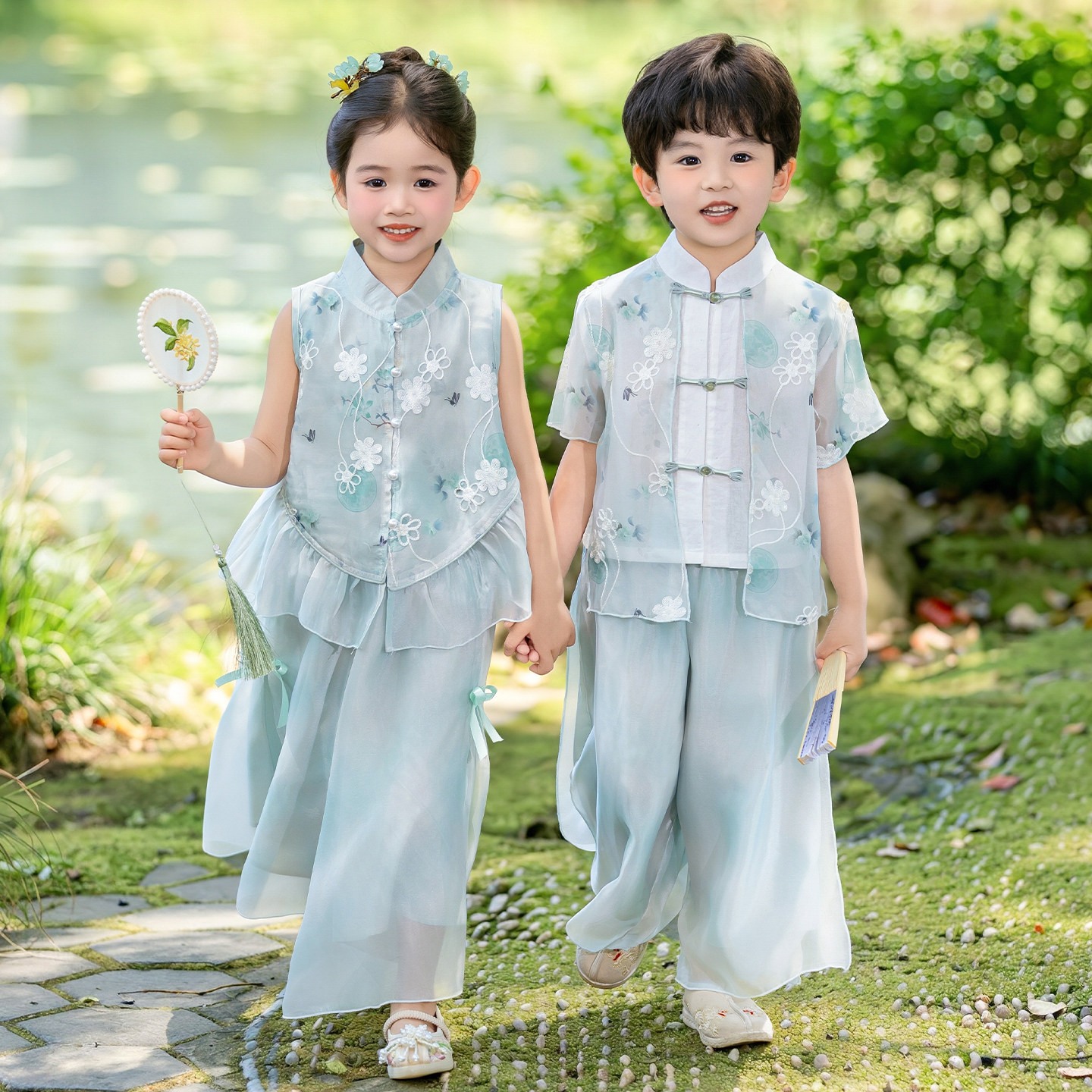 汉服女童2026新款新中式国风男童套装幼儿园六一儿童演出服唐装夏