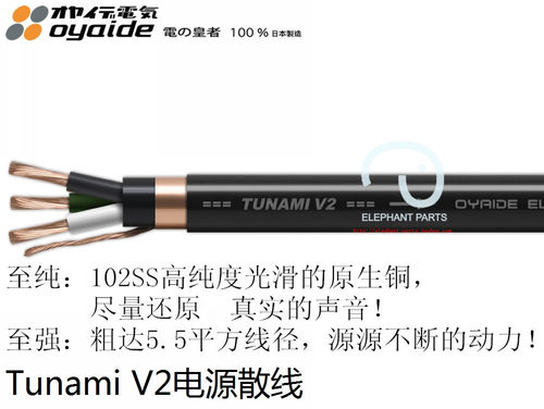 超人气好评 日本 原装 Oyaide 欧亚德 TUNAMI V2 电源线 散线