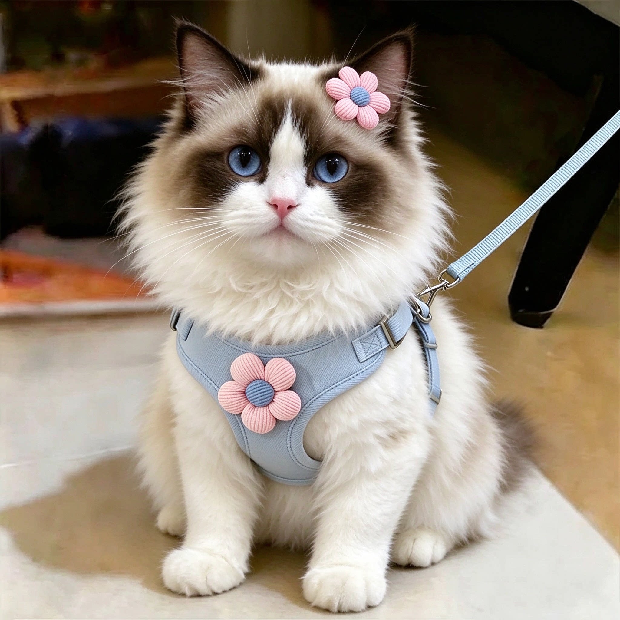 小猫牵引绳轻量背心外出专用透气胸背带布偶暹罗猫田园猫宠物背带