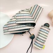 韩版 ins泫雅风条纹小清新晴雨伞全自动伞五折八骨遮阳伞UV太阳伞