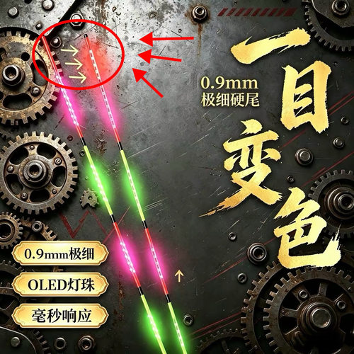 LED电子漂漂尾425/316半目提示1目变色双排灯珠日夜两用咬钩变色