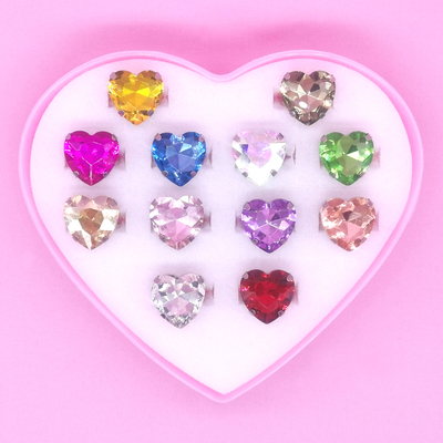 原创儿童戒指高品质镶钻石戒指爱心宝石戒指女童女孩公主戒指首饰