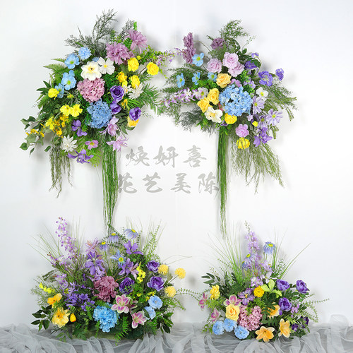莫奈橱窗美陈花艺布置森系蓝紫色