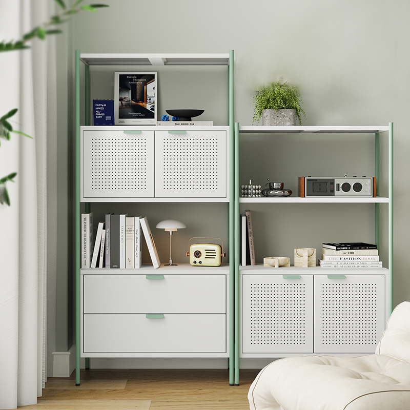 家用钢制置物架落地多层客厅收纳抽屉柜卧室床尾柜靠墙储物架书架