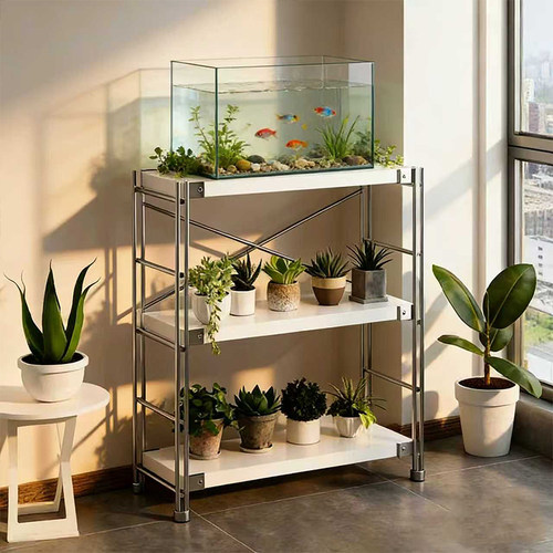 鱼缸置物架货架多层简约阳台花架储物架卧室书房多功能落地置物柜