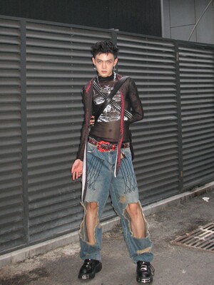 红色水钻鬼头西海岸穿搭五金饰片PU高街潮搭钻带