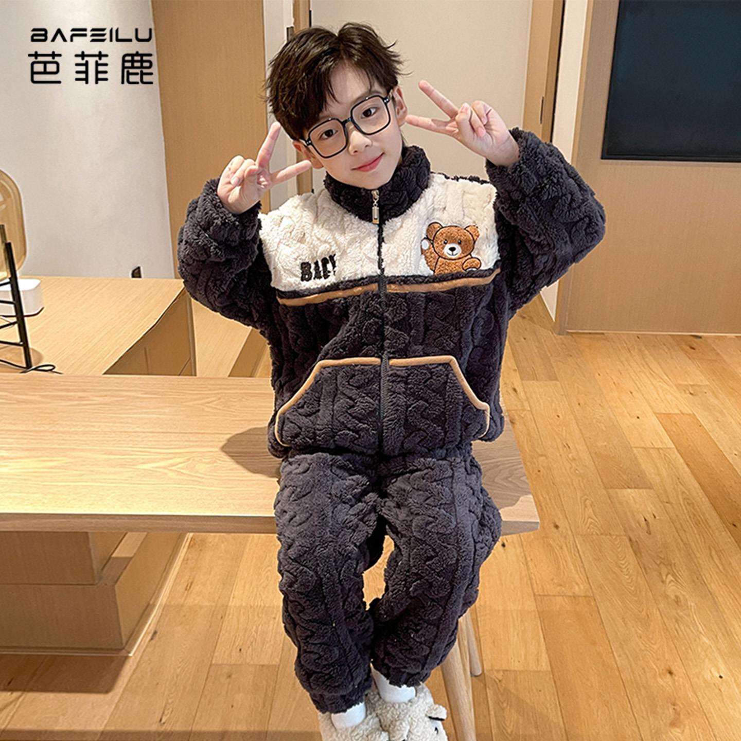 学生睡衣秋冬季保暖家居服套装